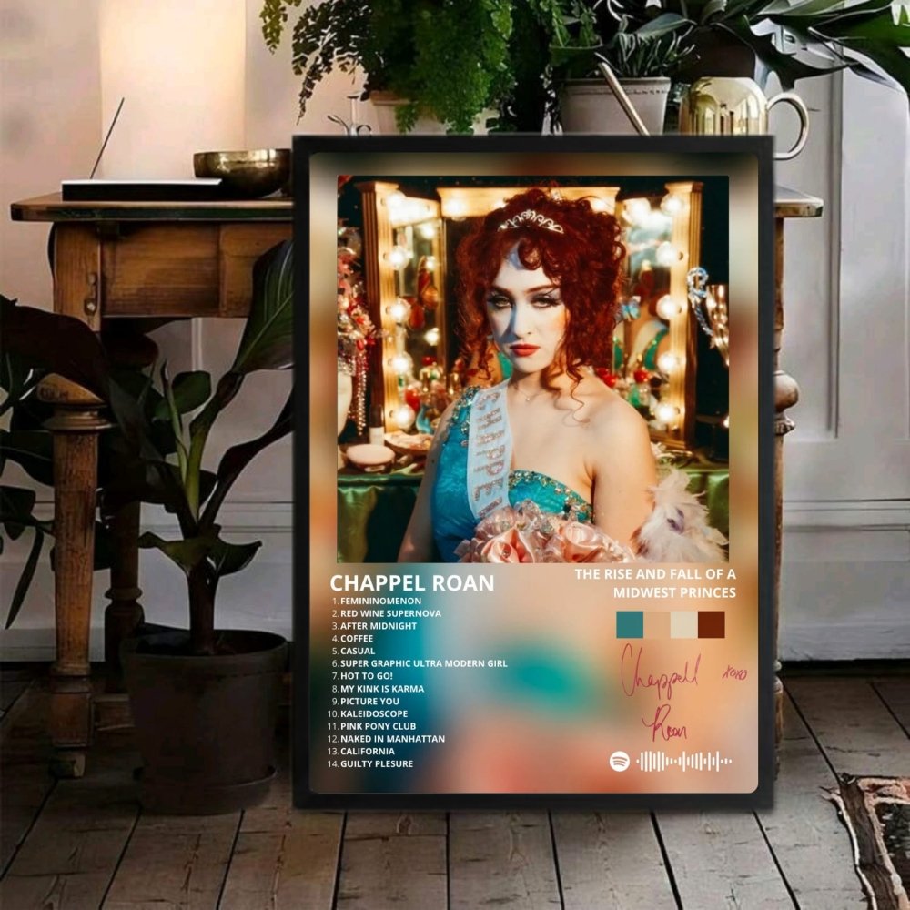 Chappell Roan - The Rise And Fall Of A Midwest Princess Poster with Frame - Vibes DistrictChappell Roan - The Rise And Fall Of A Midwest Princess Poster with Frame poster SilverVibes District