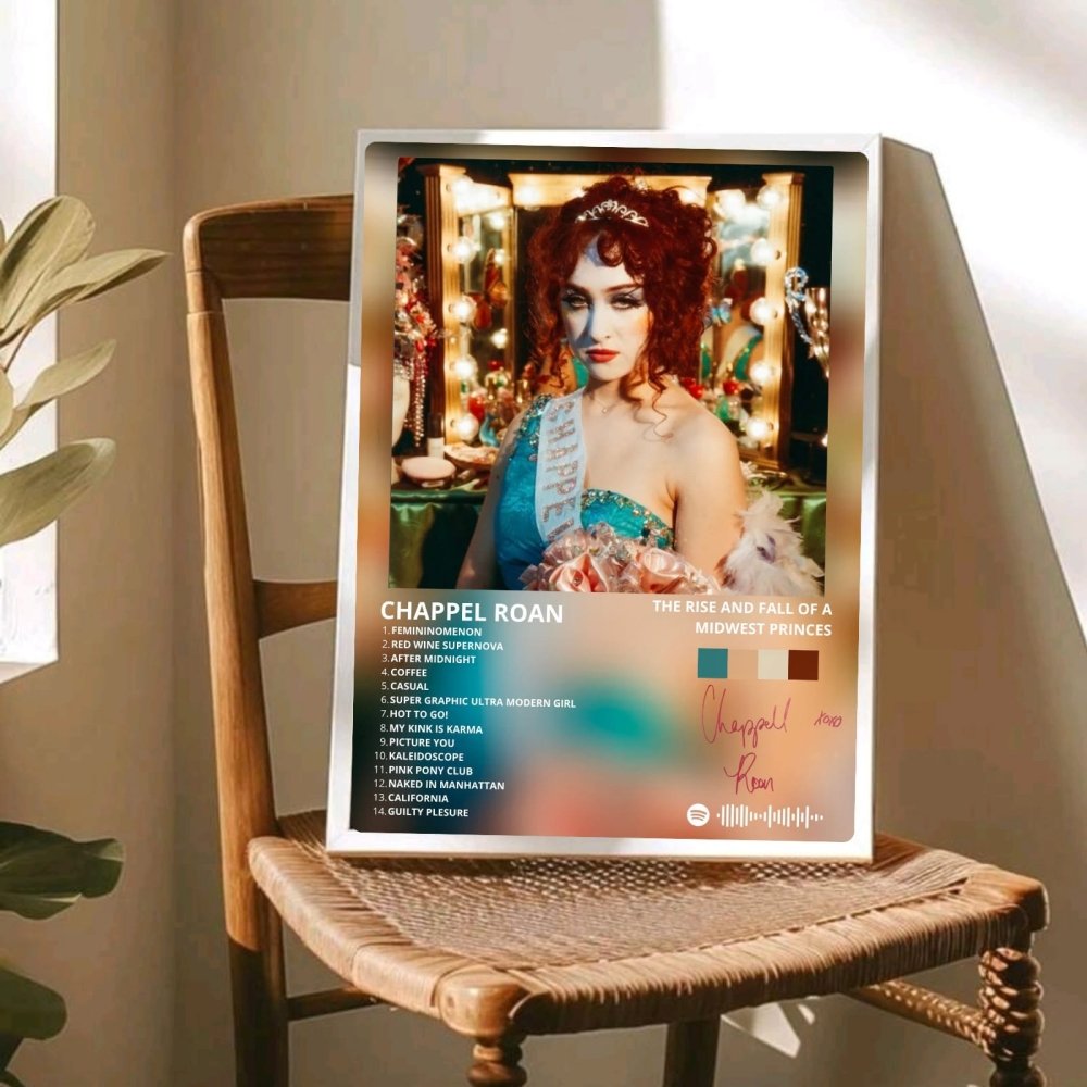 Chappell Roan - The Rise And Fall Of A Midwest Princess Poster with Frame - Vibes DistrictChappell Roan - The Rise And Fall Of A Midwest Princess Poster with Frame poster SilverVibes District