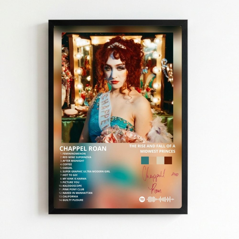 Chappell Roan - The Rise And Fall Of A Midwest Princess Poster with Frame - Vibes DistrictChappell Roan - The Rise And Fall Of A Midwest Princess Poster with Frame poster NeroVibes District