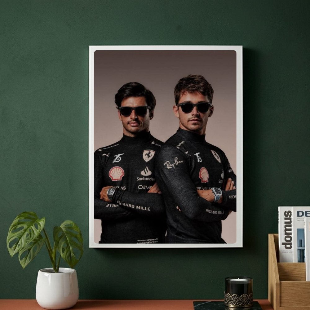 charles leclerc carlos sainz ferrari f1 - Vibes Districtcharles leclerc carlos sainz ferrari f1 poster GoldVibes District