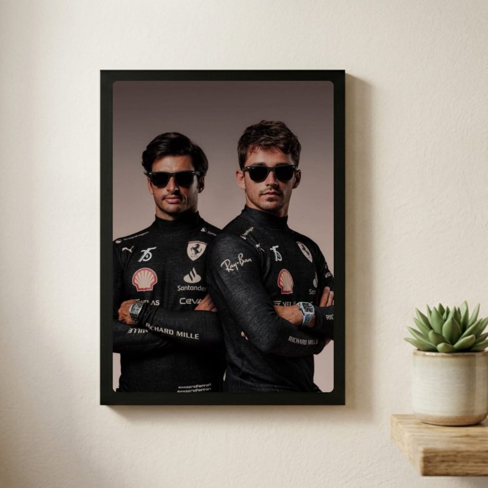 charles leclerc carlos sainz ferrari f1 - Vibes Districtcharles leclerc carlos sainz ferrari f1 poster GoldVibes District