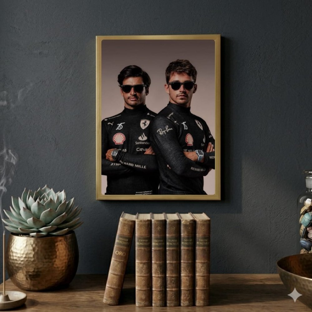 charles leclerc carlos sainz ferrari f1 - Vibes Districtcharles leclerc carlos sainz ferrari f1 poster GoldVibes District