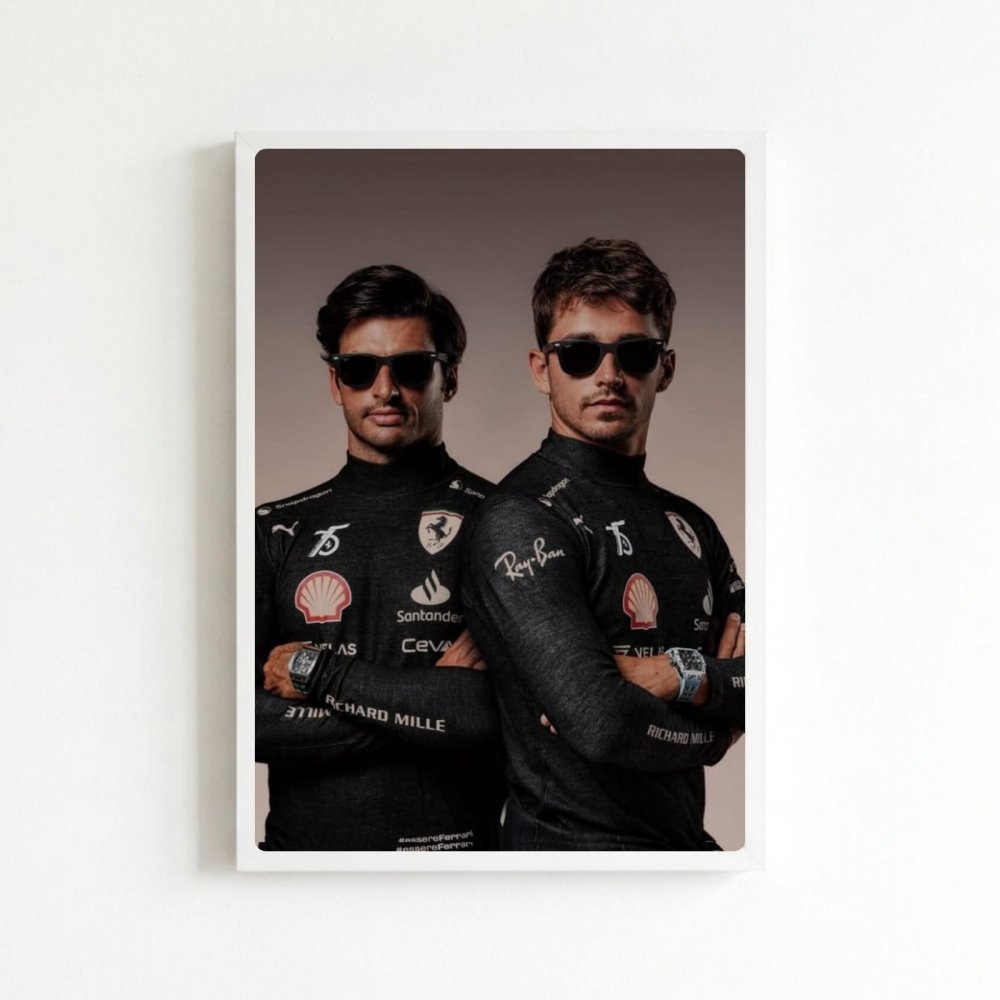 charles leclerc carlos sainz ferrari f1 - Vibes Districtcharles leclerc carlos sainz ferrari f1 poster BiancoVibes District