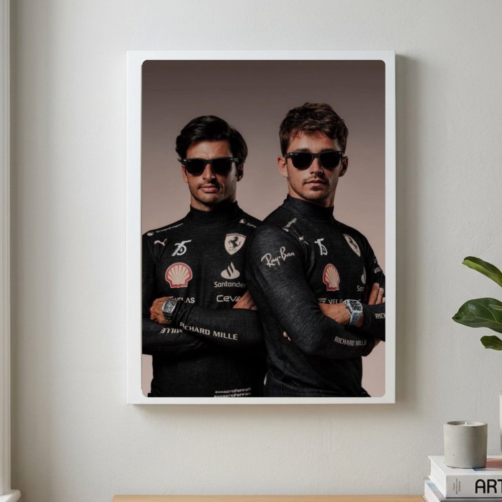 charles leclerc carlos sainz ferrari f1 - Vibes Districtcharles leclerc carlos sainz ferrari f1 poster GoldVibes District