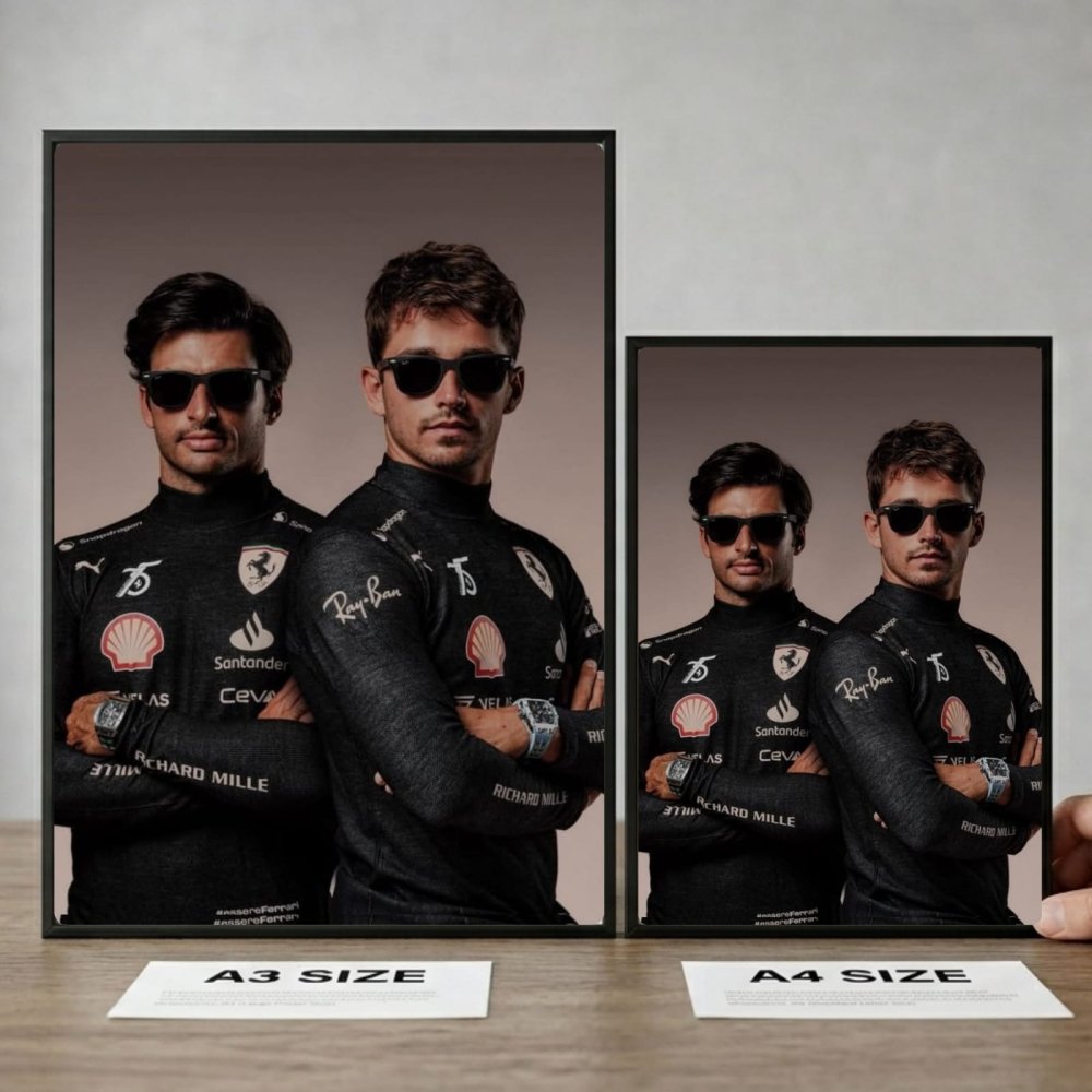 charles leclerc carlos sainz ferrari f1 - Vibes Districtcharles leclerc carlos sainz ferrari f1 poster GoldVibes District