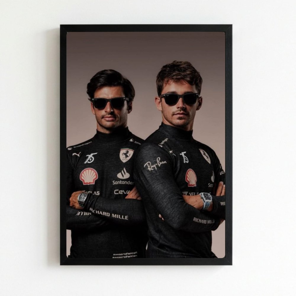 charles leclerc carlos sainz ferrari f1 - Vibes Districtcharles leclerc carlos sainz ferrari f1 poster NeroVibes District
