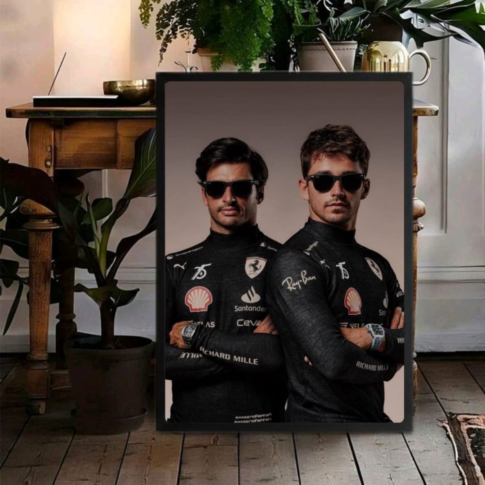 charles leclerc carlos sainz ferrari f1 - Vibes Districtcharles leclerc carlos sainz ferrari f1 poster GoldVibes District