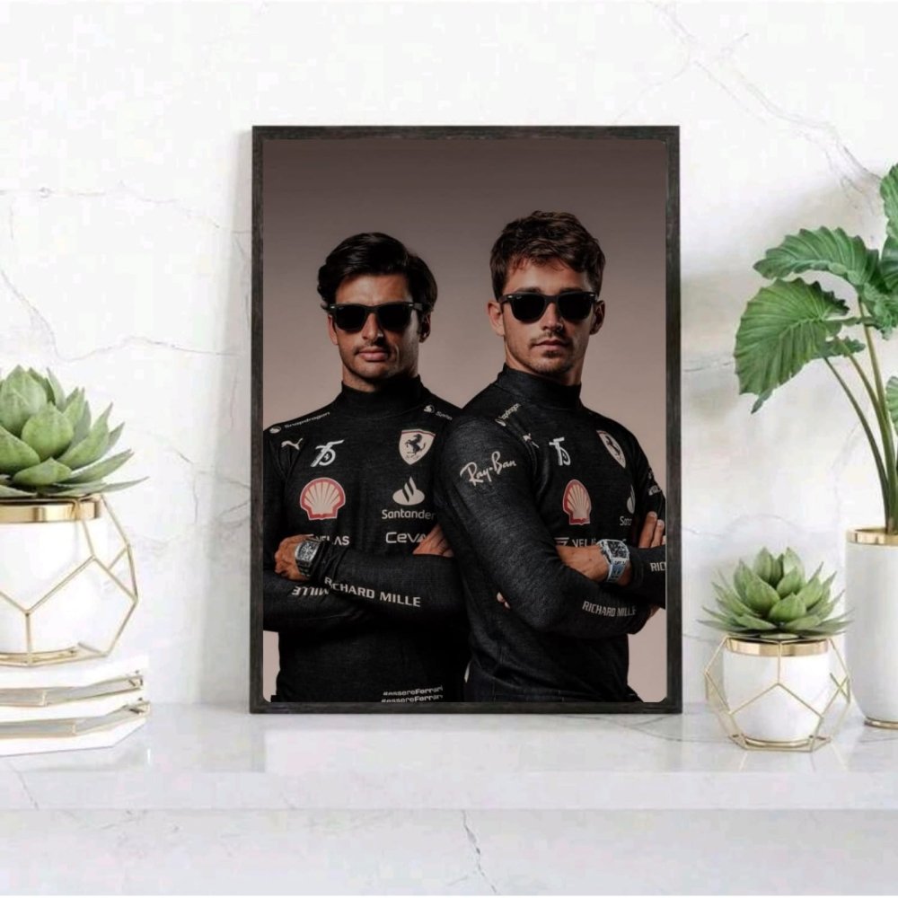 charles leclerc carlos sainz ferrari f1 - Vibes Districtcharles leclerc carlos sainz ferrari f1 poster GoldVibes District