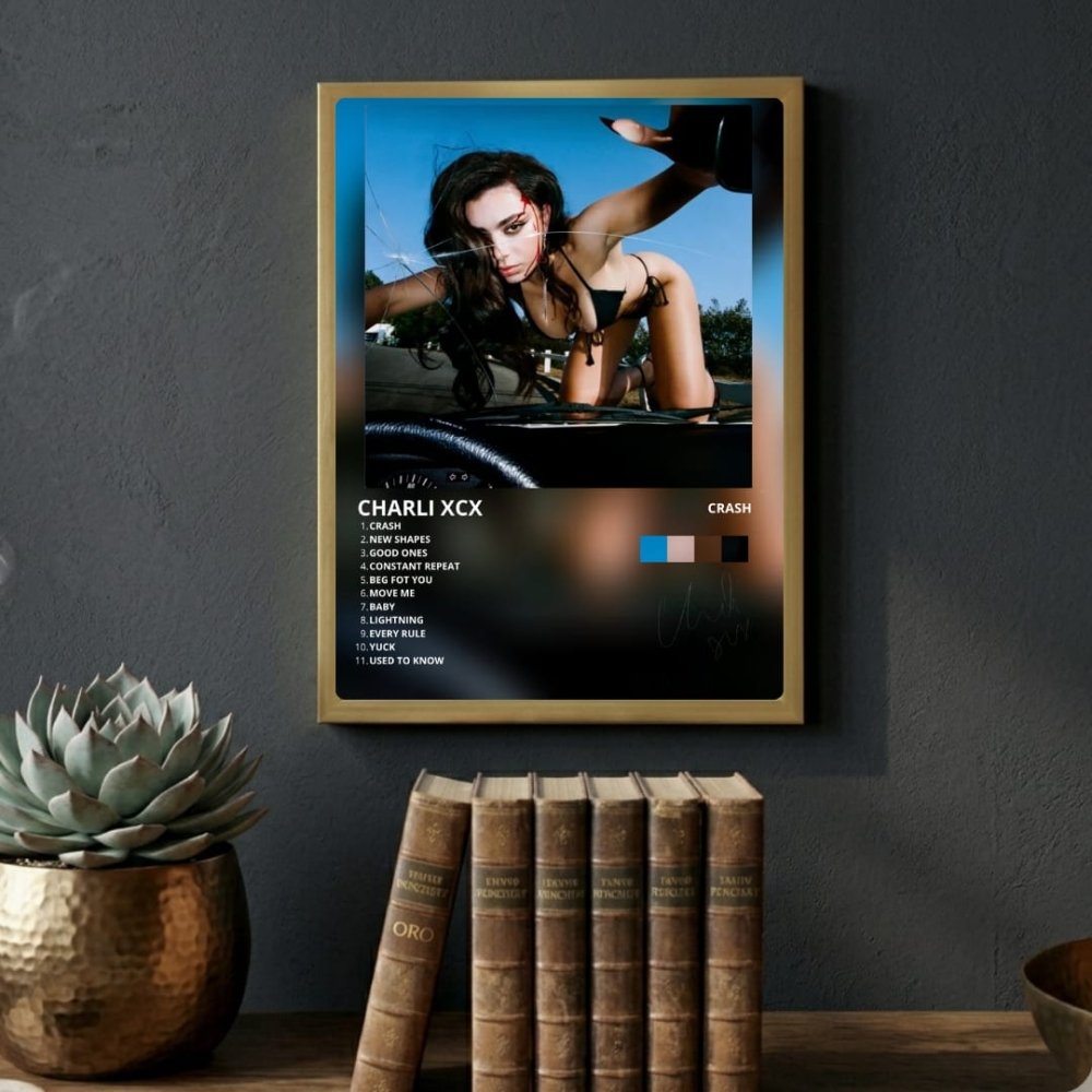 Charli XCX - Crash Poster with Frame - Vibes DistrictCharli XCX - Crash Poster with Frame poster GoldVibes District