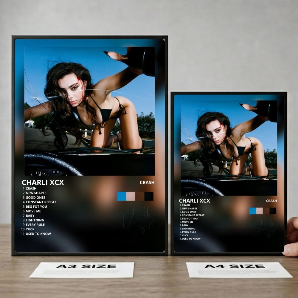 Charli XCX - Crash Poster with Frame - Vibes DistrictCharli XCX - Crash Poster with Frame poster GoldVibes District