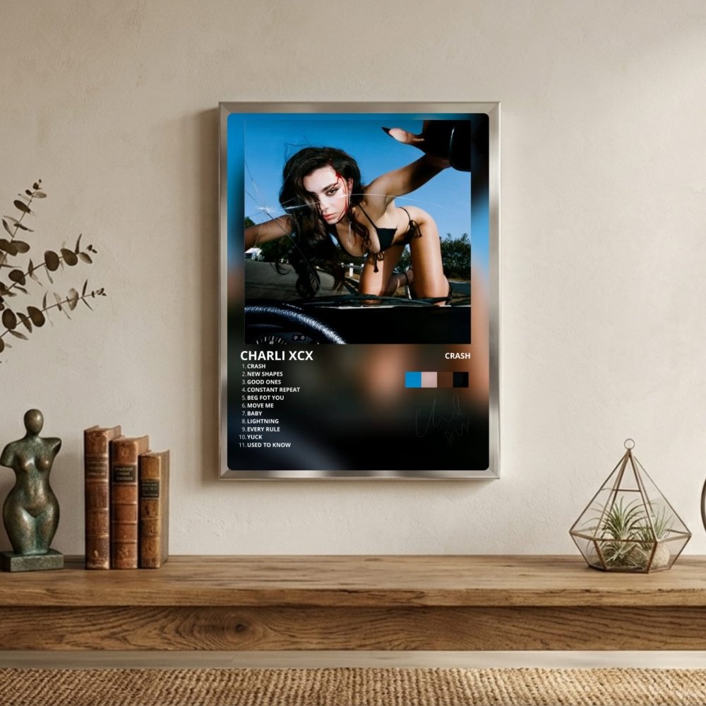 Charli XCX - Crash Poster with Frame - Vibes DistrictCharli XCX - Crash Poster with Frame poster GoldVibes District