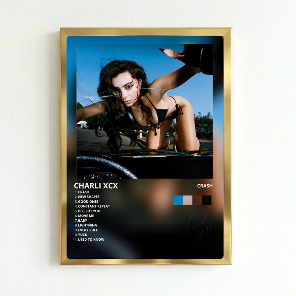 Charli XCX - Crash Poster with Frame - Vibes DistrictCharli XCX - Crash Poster with Frame poster GoldVibes District