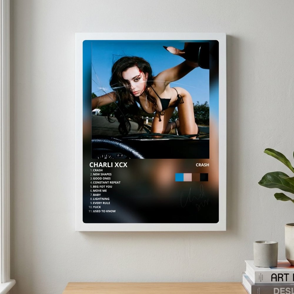Charli XCX - Crash Poster with Frame - Vibes DistrictCharli XCX - Crash Poster with Frame poster GoldVibes District