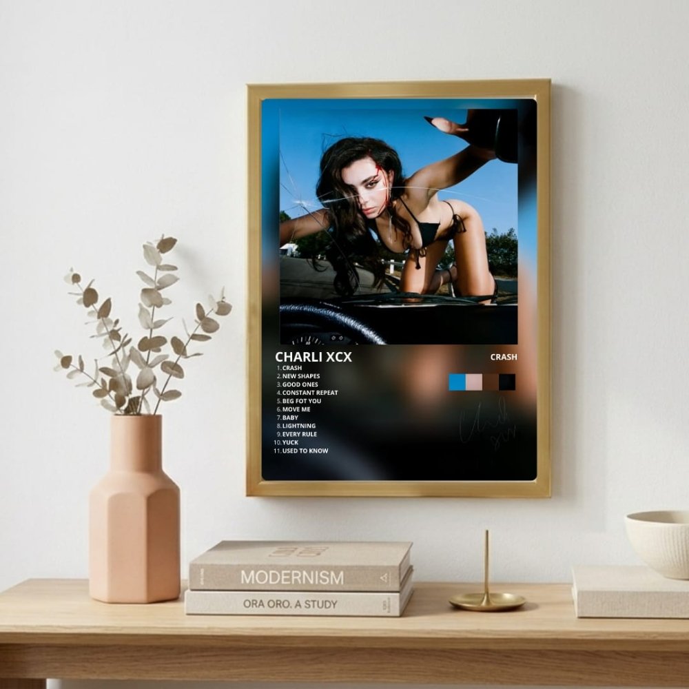 Charli XCX - Crash Poster with Frame - Vibes DistrictCharli XCX - Crash Poster with Frame poster GoldVibes District