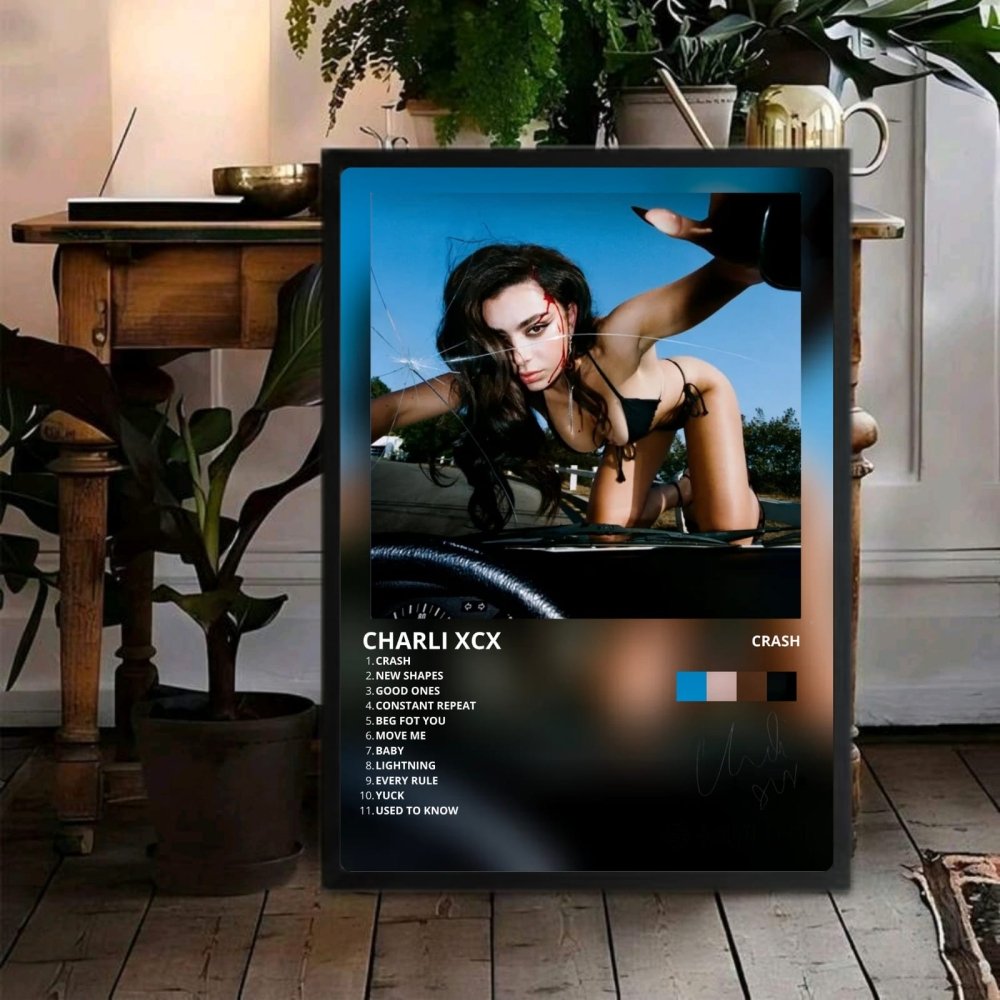 Charli XCX - Crash Poster with Frame - Vibes DistrictCharli XCX - Crash Poster with Frame poster GoldVibes District