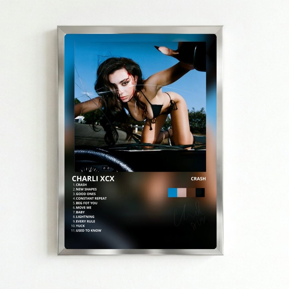 Charli XCX - Crash Poster with Frame - Vibes DistrictCharli XCX - Crash Poster with Frame poster SilverVibes District