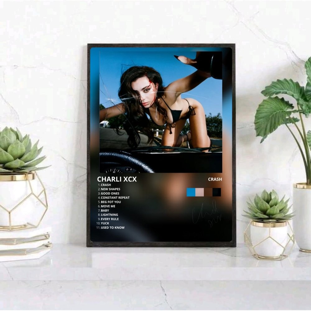 Charli XCX - Crash Poster with Frame - Vibes DistrictCharli XCX - Crash Poster with Frame poster GoldVibes District