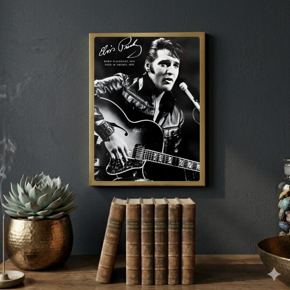 Elvis Presley Poster with Frame - Vibes DistrictElvis Presley Poster with Frame poster GoldVibes District