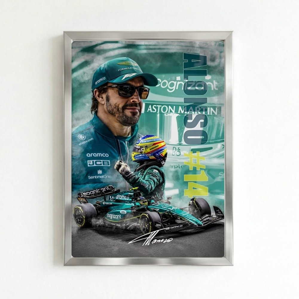Fernando alonso f1 - Vibes DistrictFernando alonso f1 poster SilverVibes District