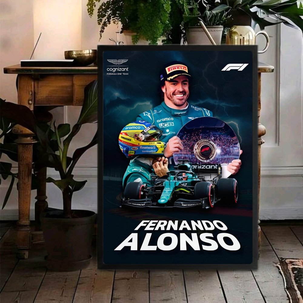 Fernando alonso f1 - Vibes DistrictFernando alonso f1 poster SilverVibes District
