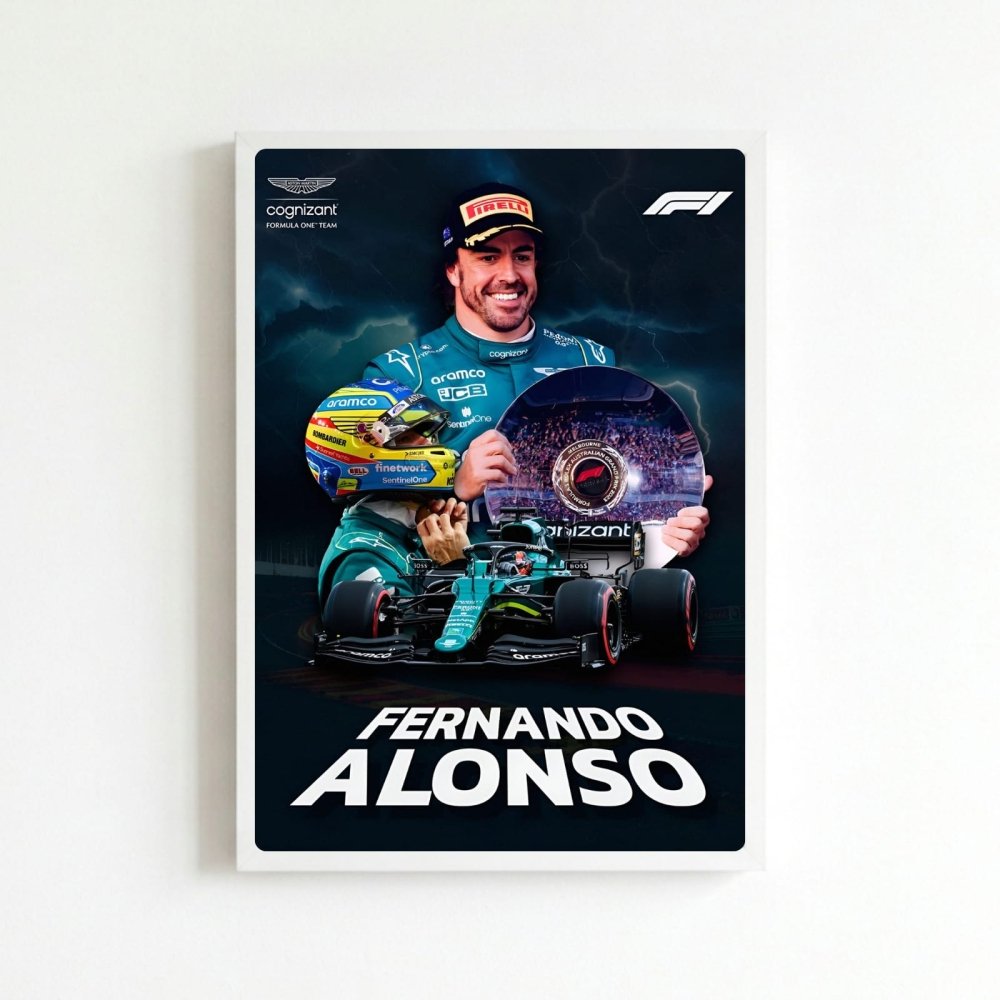 Fernando alonso f1 - Vibes DistrictFernando alonso f1 poster BiancoVibes District