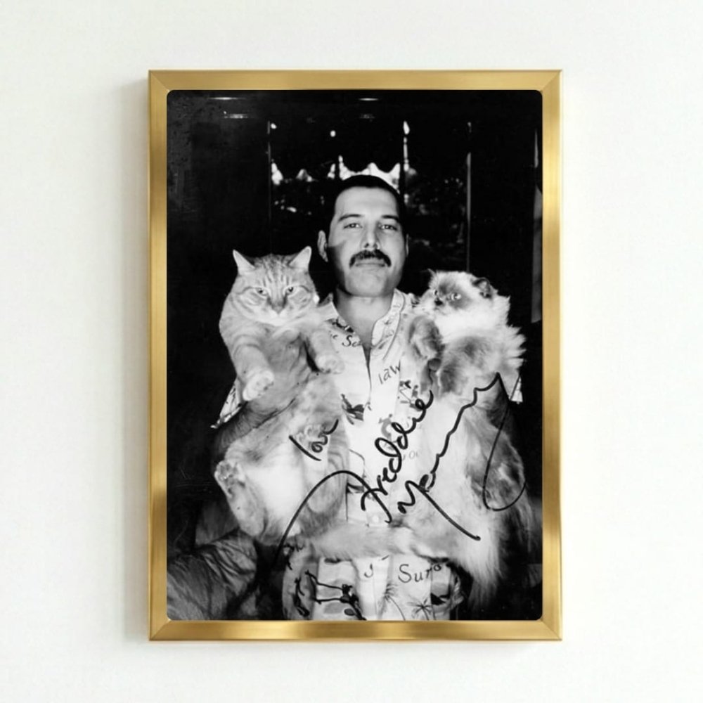 Freddie Mercury - Queen Poster with Frame - Vibes DistrictFreddie Mercury - Queen Poster with Frame poster GoldVibes District