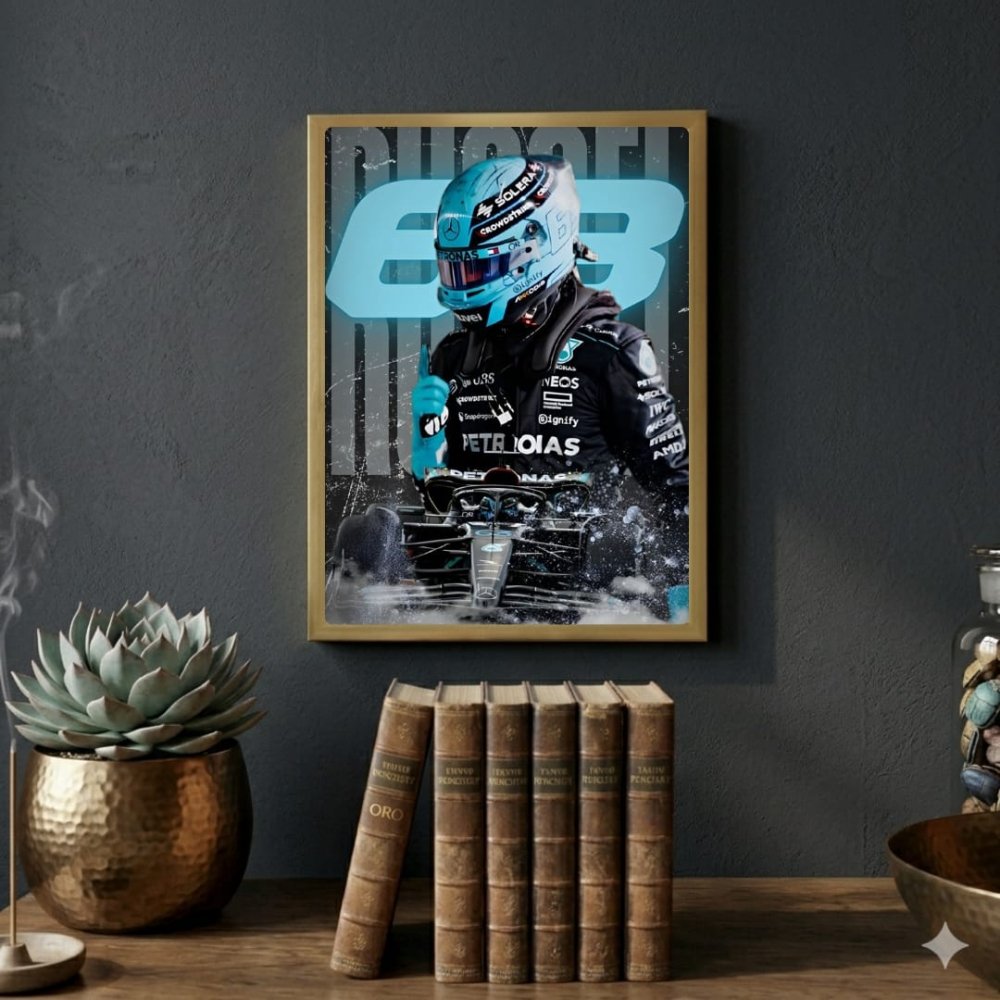 George russell, mercedes f1 - Vibes DistrictGeorge russell, mercedes f1 poster GoldVibes District
