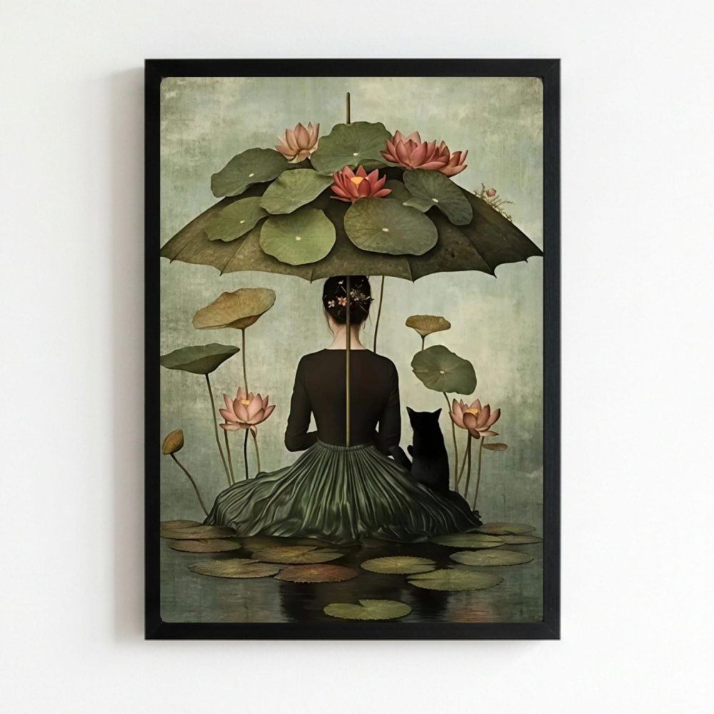 Girl flower cat house deco - Vibes DistrictGirl flower cat house deco poster NeroVibes District