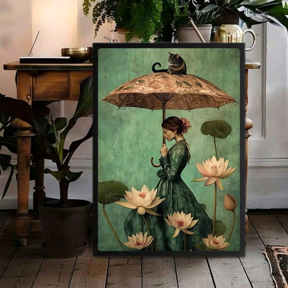 Girl flower cat house deco - Vibes DistrictGirl flower cat house deco poster SilverVibes District