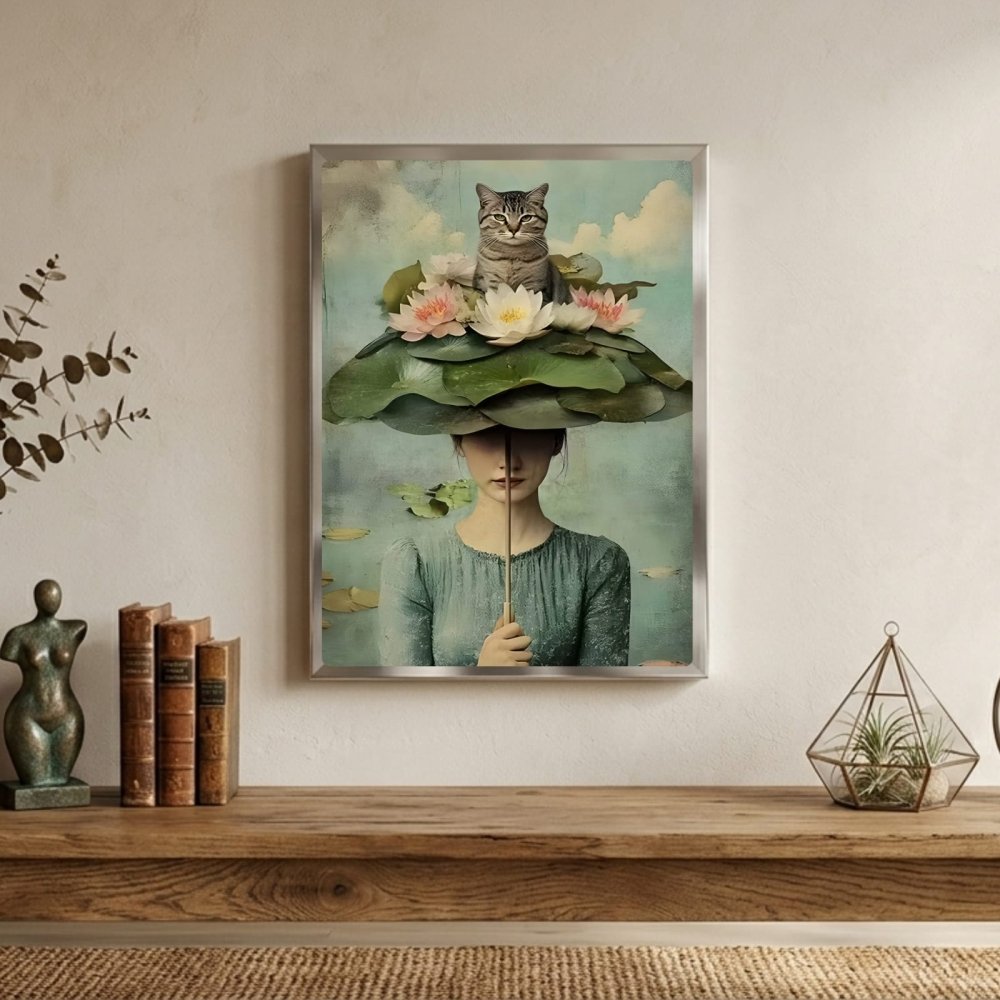 Girl flower cat house deco - Vibes DistrictGirl flower cat house deco poster GoldVibes District
