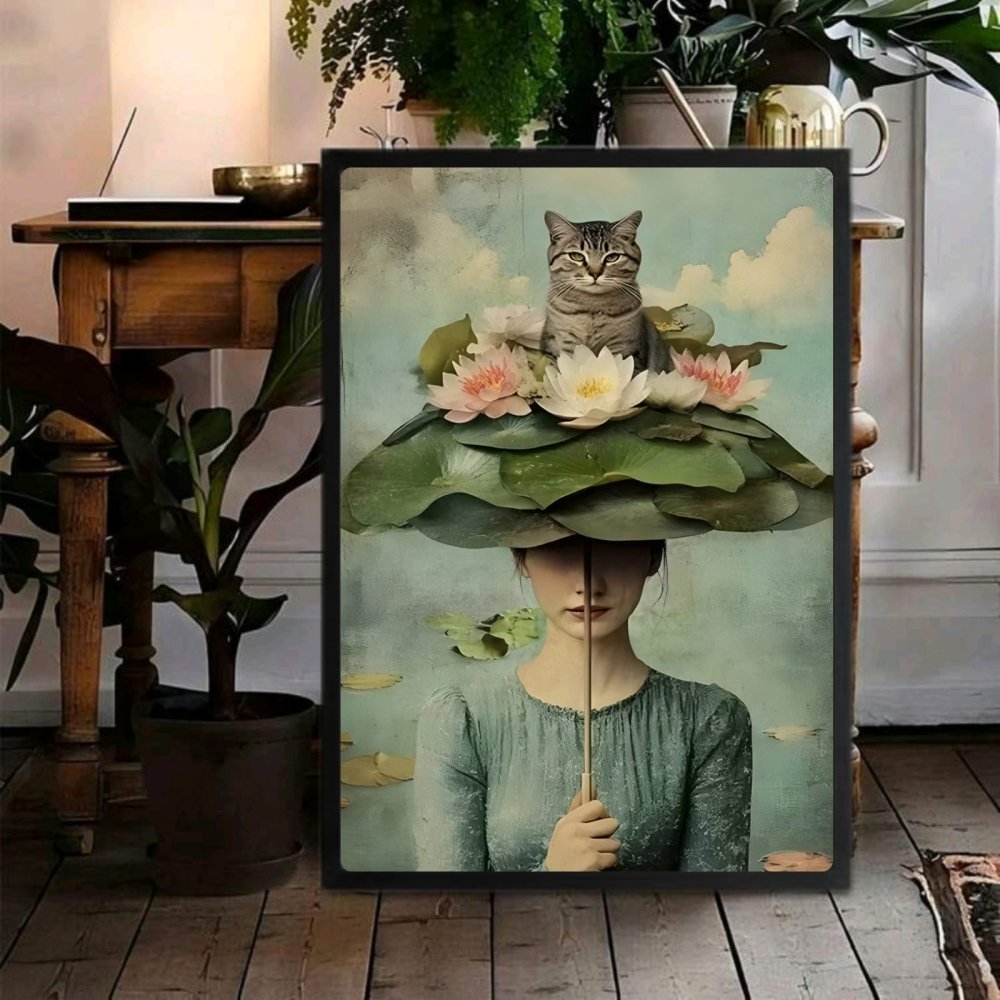 Girl flower cat house deco - Vibes DistrictGirl flower cat house deco poster GoldVibes District