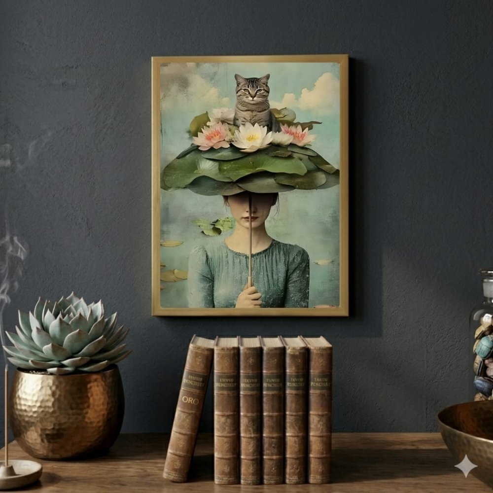 Girl flower cat house deco - Vibes DistrictGirl flower cat house deco poster GoldVibes District