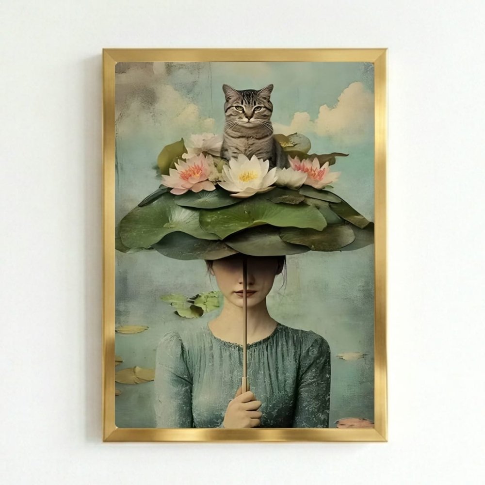 Girl flower cat house deco - Vibes DistrictGirl flower cat house deco poster GoldVibes District