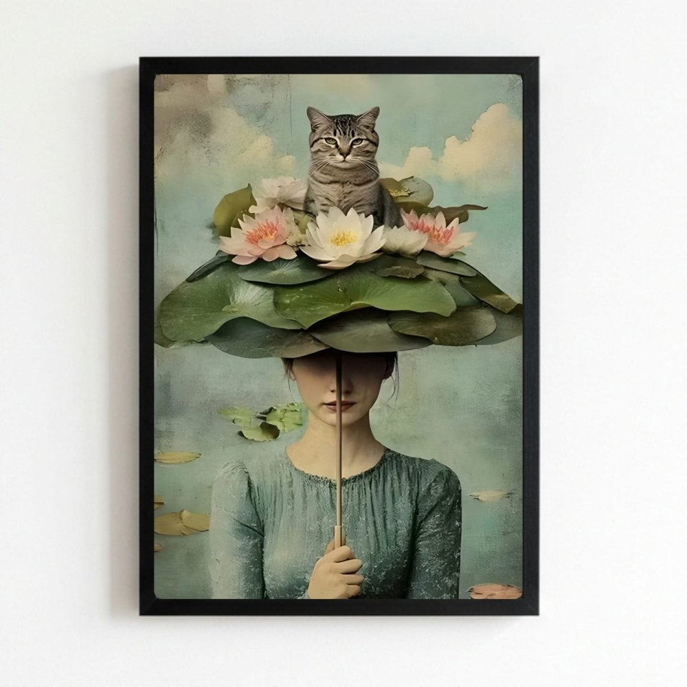 Girl flower cat house deco - Vibes DistrictGirl flower cat house deco poster NeroVibes District