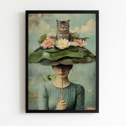 Girl flower cat house deco - Vibes DistrictGirl flower cat house deco poster NeroVibes District