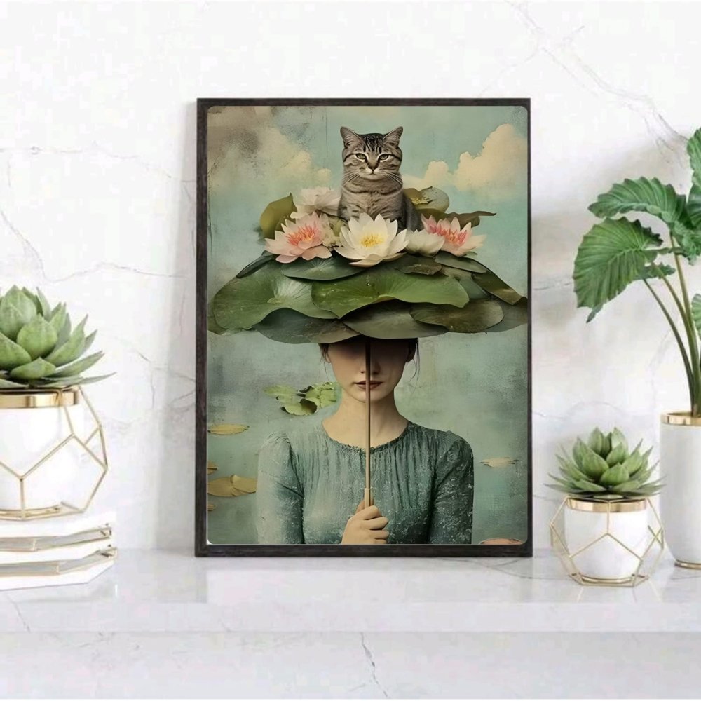 Girl flower cat house deco - Vibes DistrictGirl flower cat house deco poster GoldVibes District
