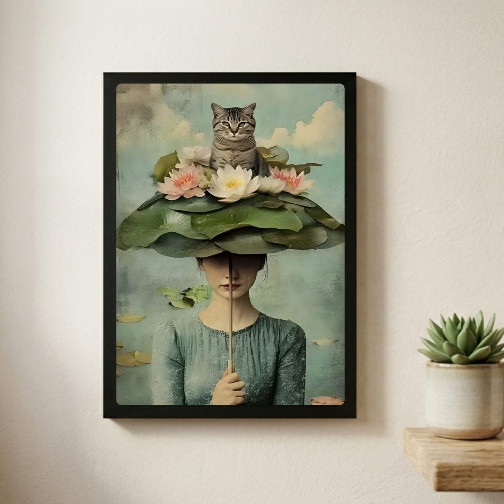 Girl flower cat house deco - Vibes DistrictGirl flower cat house deco poster GoldVibes District