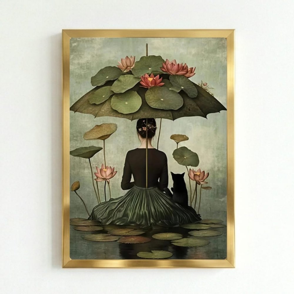 Girl flower cat house deco - Vibes DistrictGirl flower cat house deco poster GoldVibes District