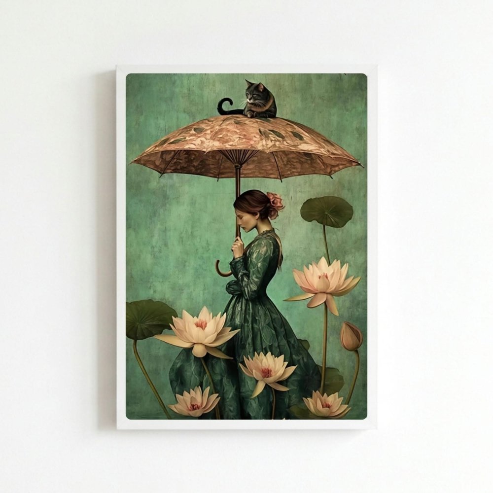 Girl flower cat house deco - Vibes DistrictGirl flower cat house deco poster BiancoVibes District