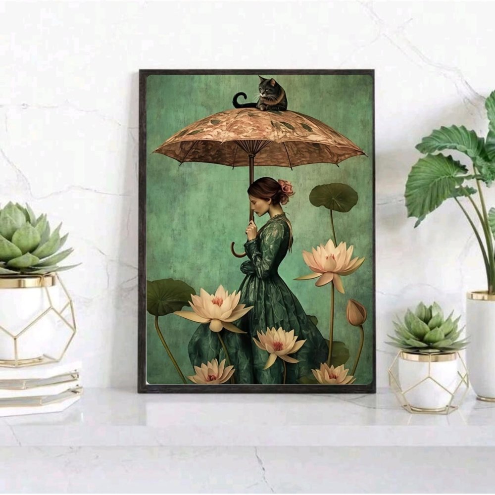 Girl flower cat house deco - Vibes DistrictGirl flower cat house deco poster SilverVibes District