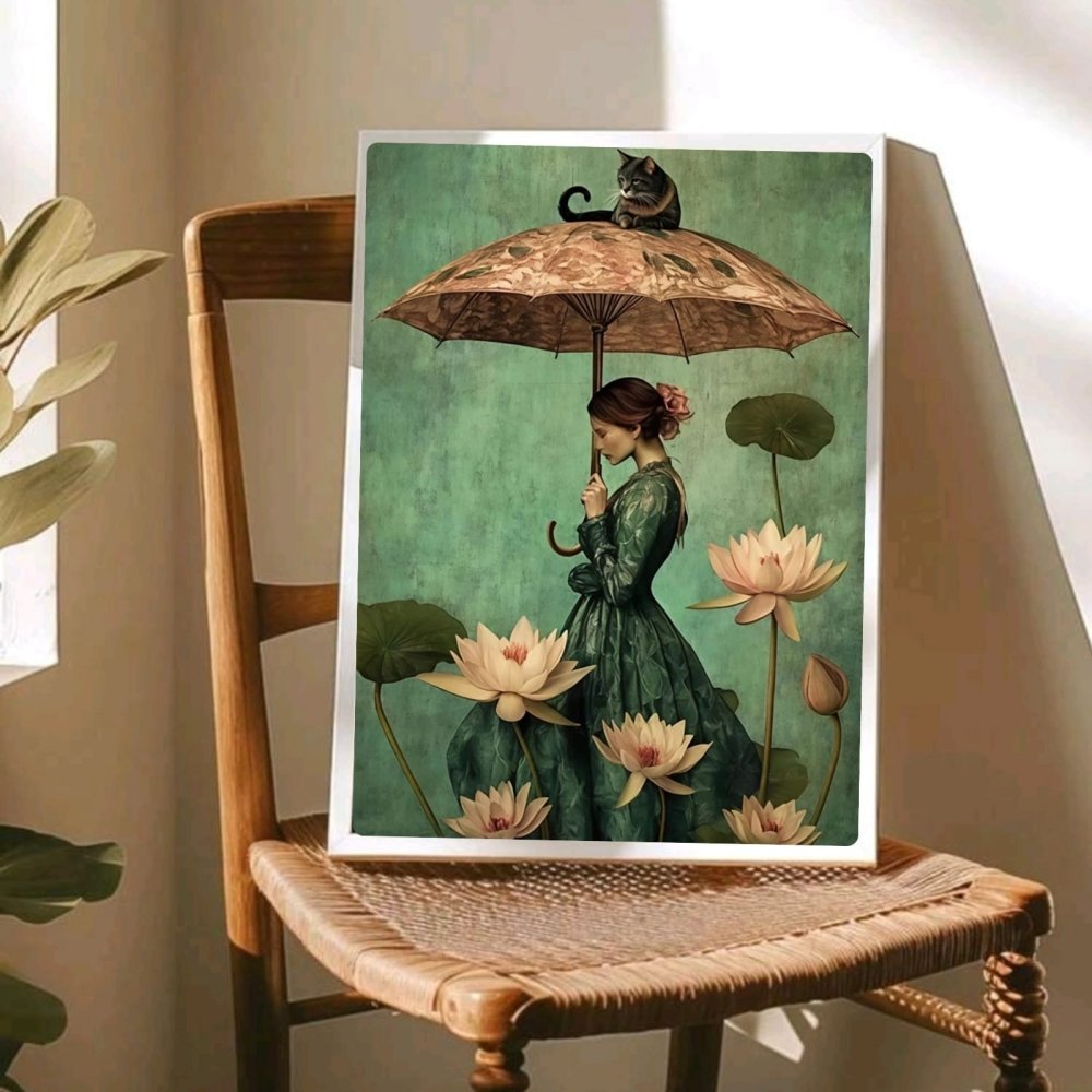 Girl flower cat house deco - Vibes DistrictGirl flower cat house deco poster SilverVibes District