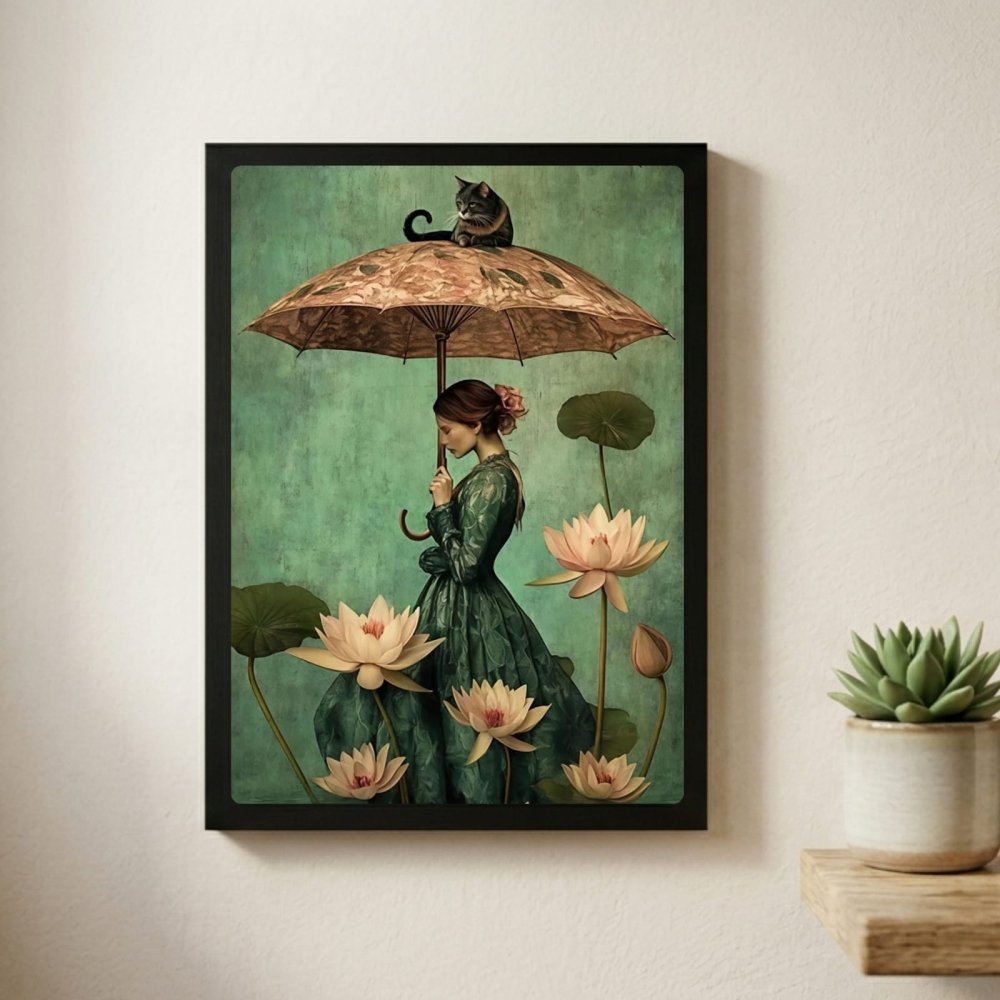 Girl flower cat house deco - Vibes DistrictGirl flower cat house deco poster SilverVibes District