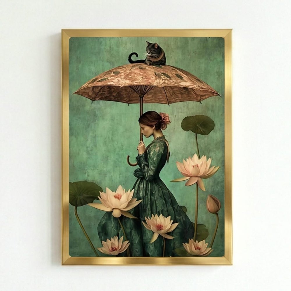 Girl flower cat house deco - Vibes DistrictGirl flower cat house deco poster GoldVibes District