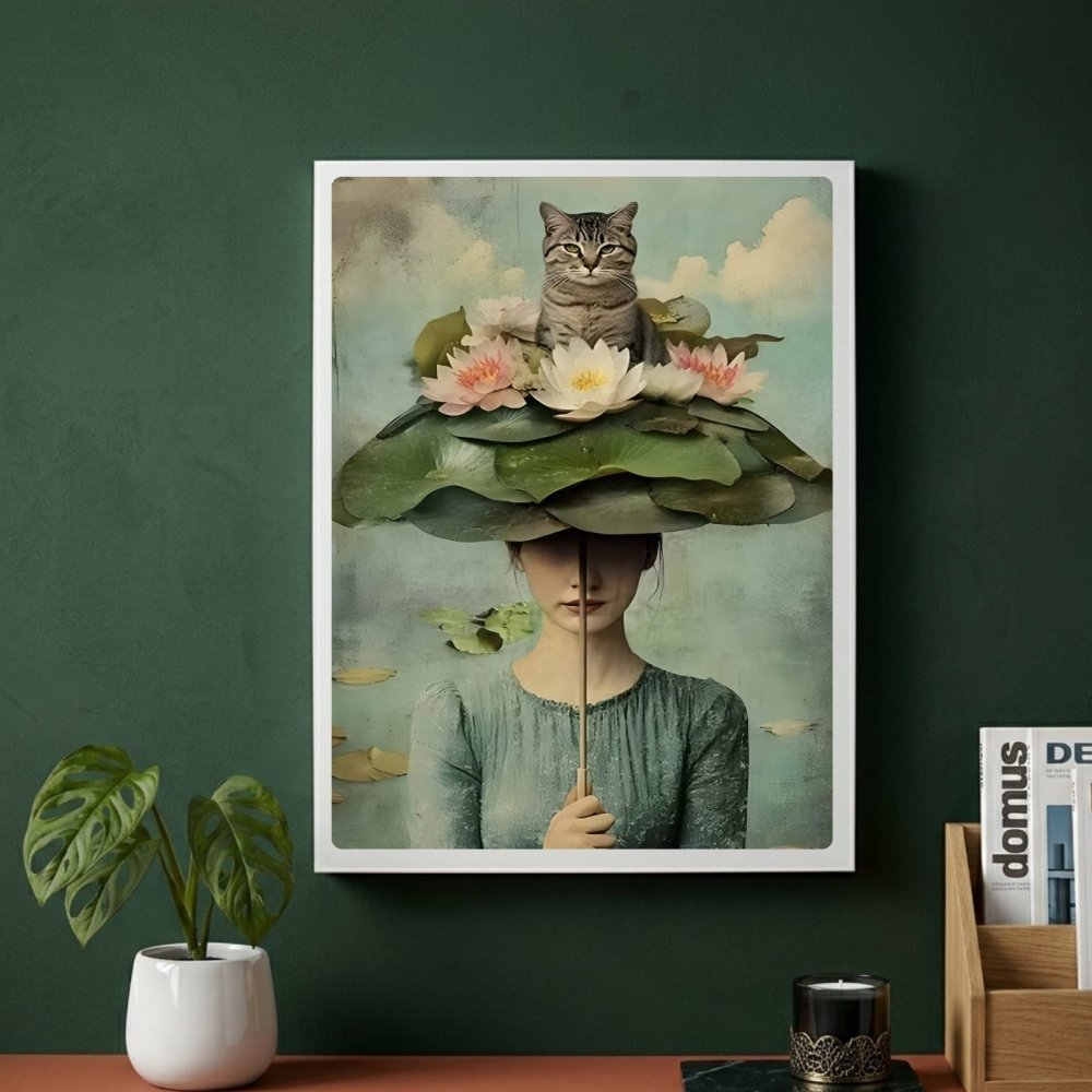 Girl flower cat house deco - Vibes DistrictGirl flower cat house deco poster GoldVibes District