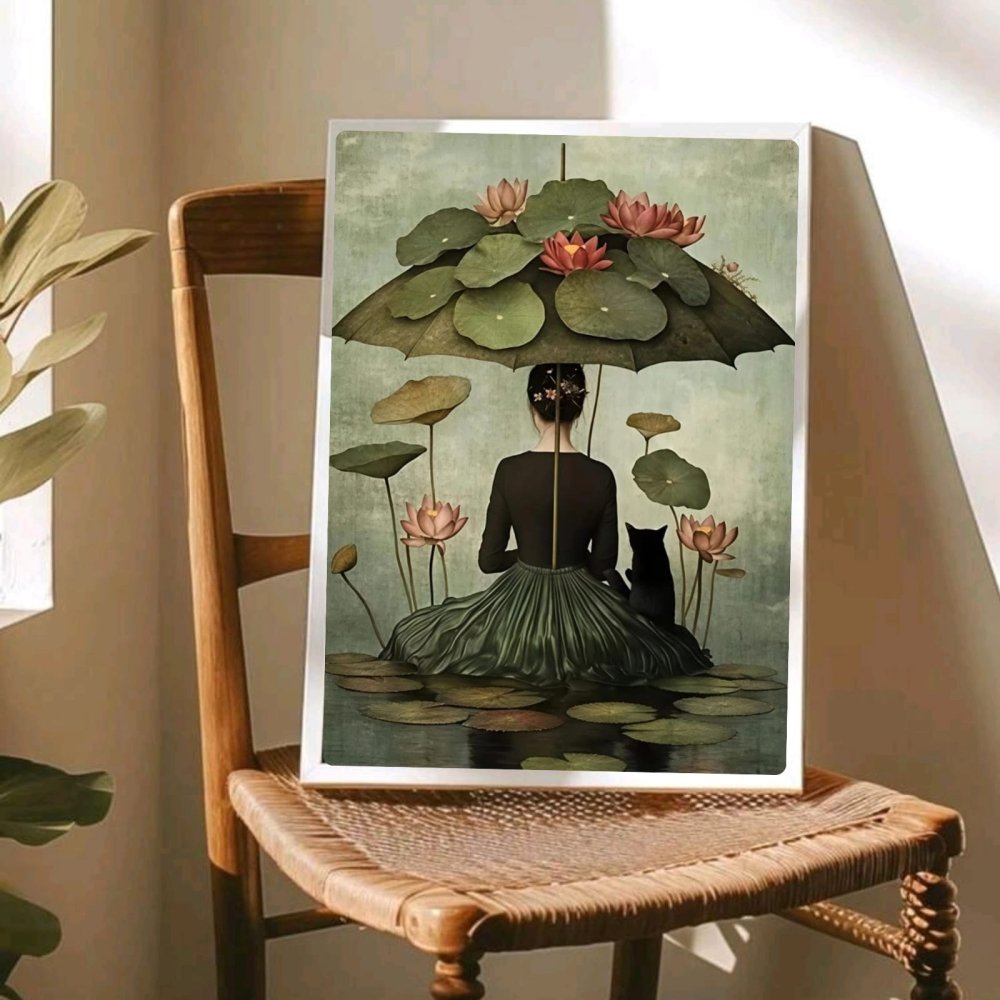 Girl flower cat house deco - Vibes DistrictGirl flower cat house deco poster SilverVibes District