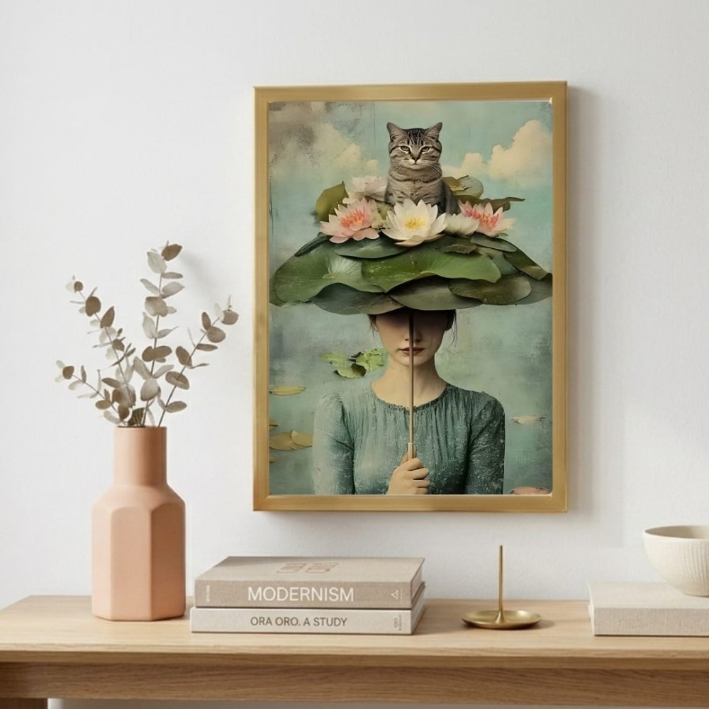 Girl flower cat house deco - Vibes DistrictGirl flower cat house deco poster GoldVibes District