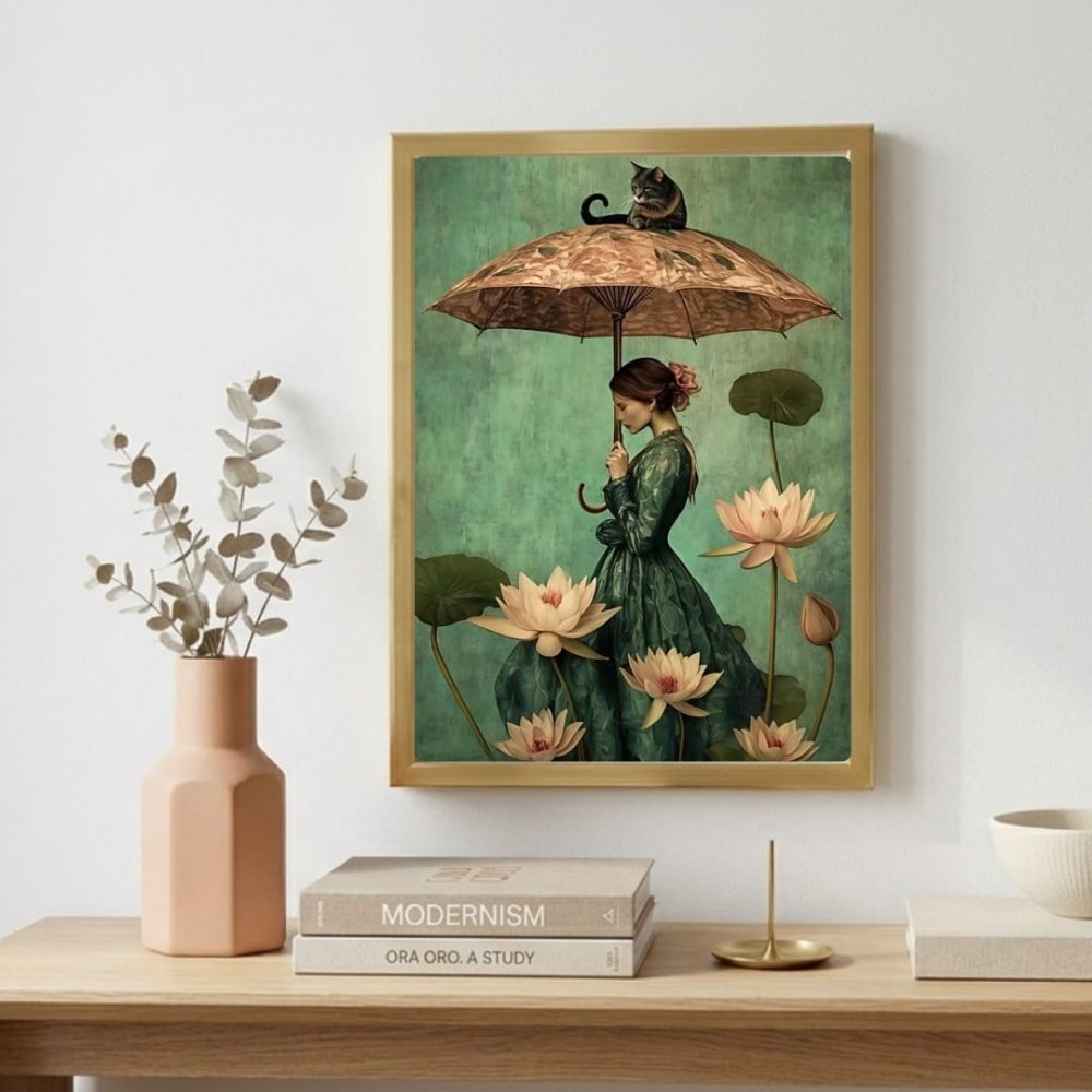 Girl flower cat house deco - Vibes DistrictGirl flower cat house deco poster SilverVibes District