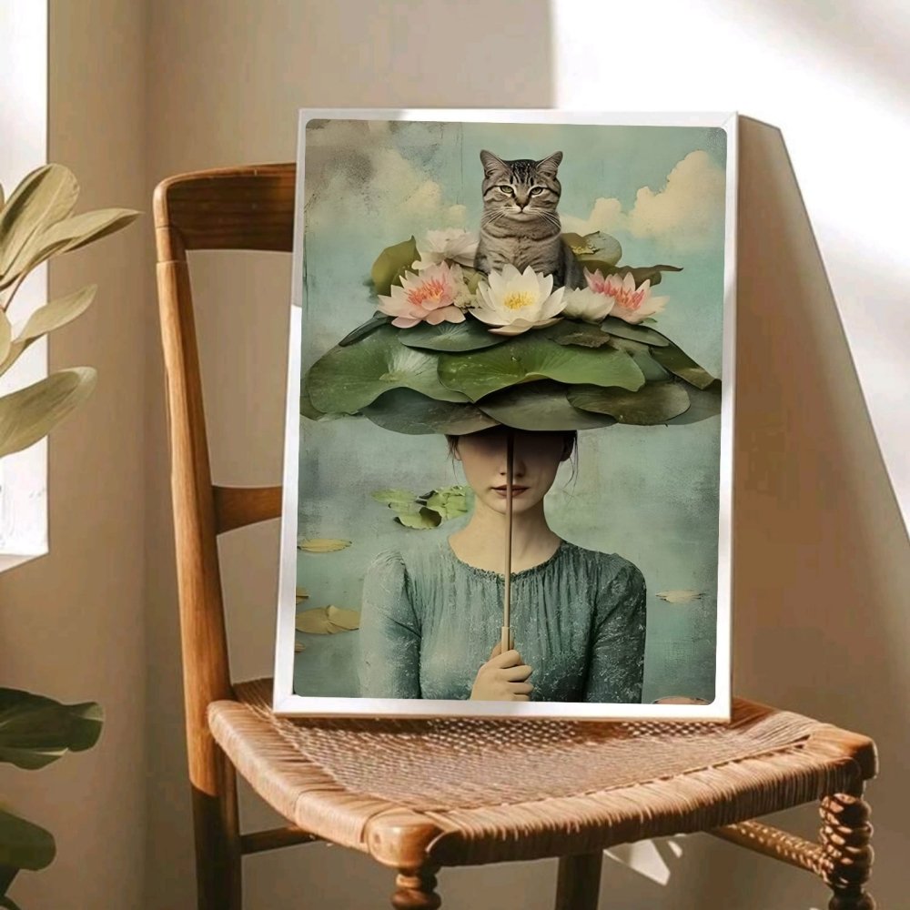 Girl flower cat house deco - Vibes DistrictGirl flower cat house deco poster GoldVibes District