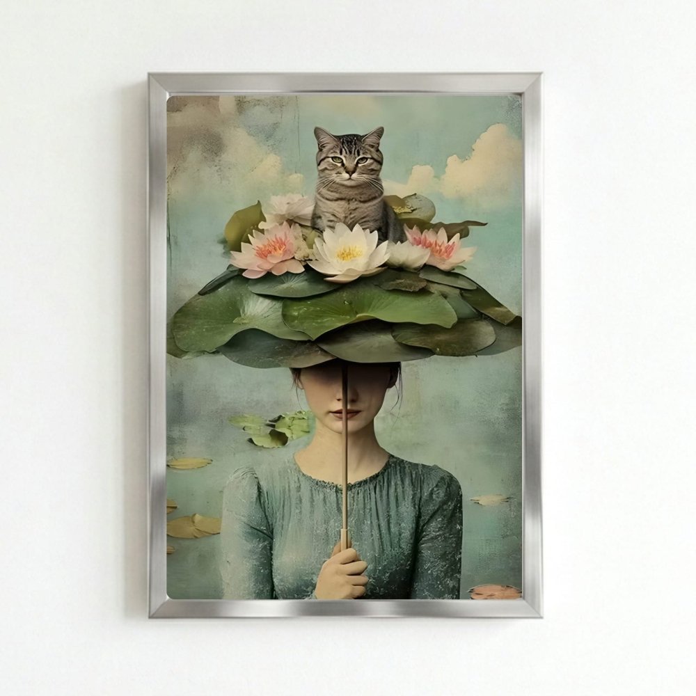 Girl flower cat house deco - Vibes DistrictGirl flower cat house deco poster SilverVibes District