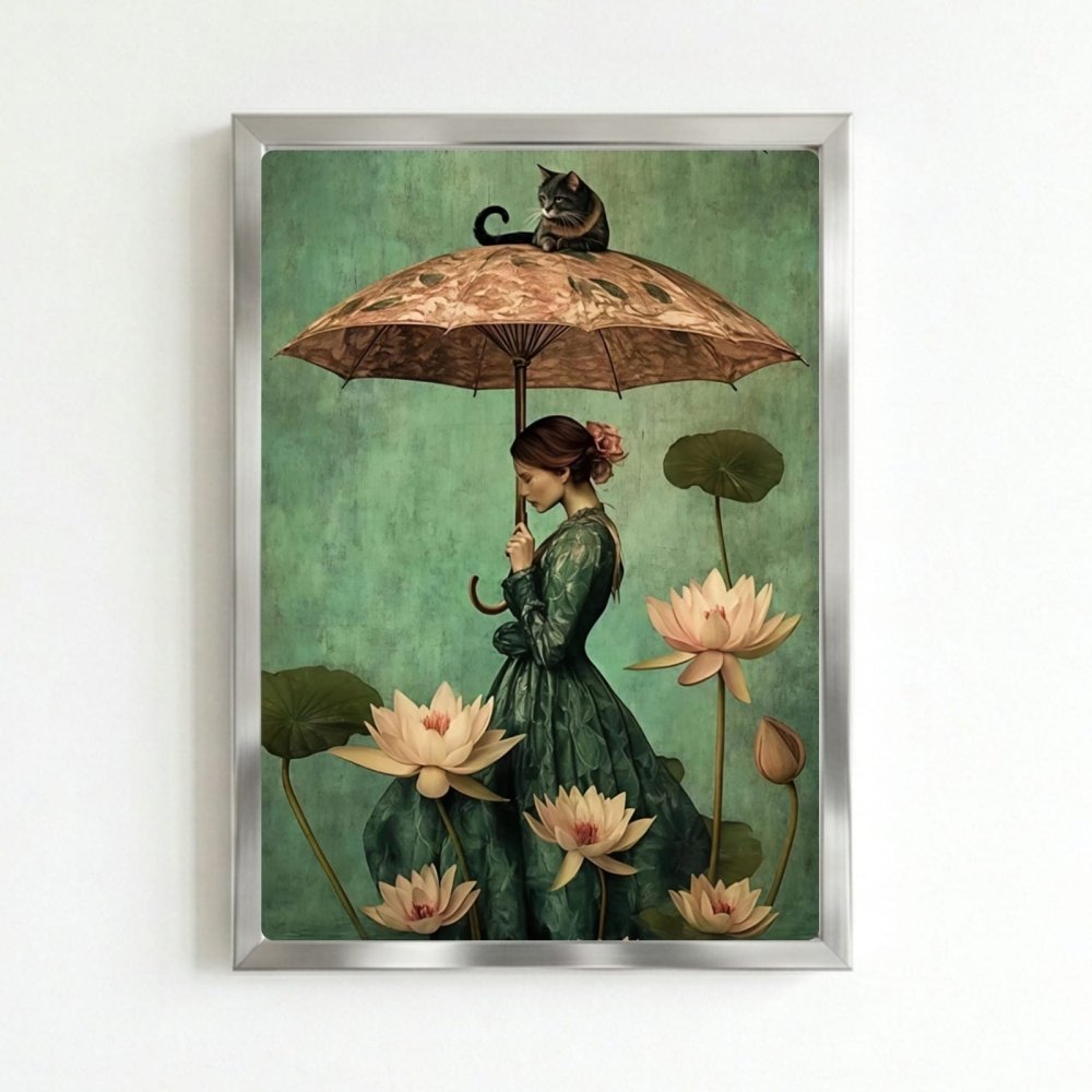 Girl flower cat house deco - Vibes DistrictGirl flower cat house deco poster SilverVibes District